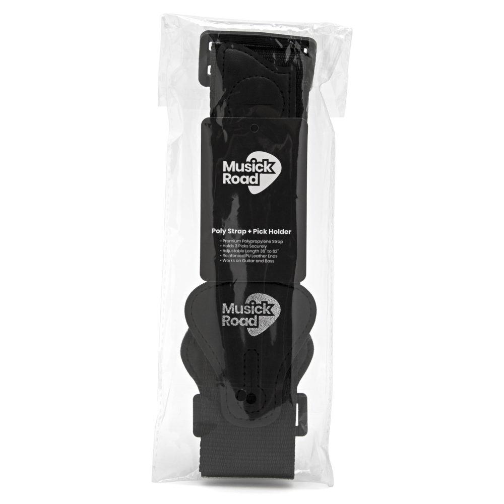 Musick Road Black Poly Guitar Strap with Strap Locks Package