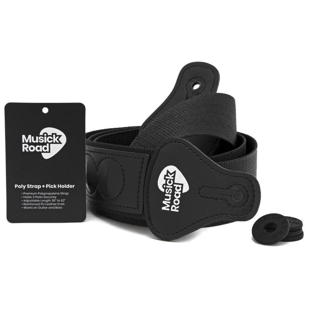 Musick Road Black Poly Guitar Strap with Strap Locks